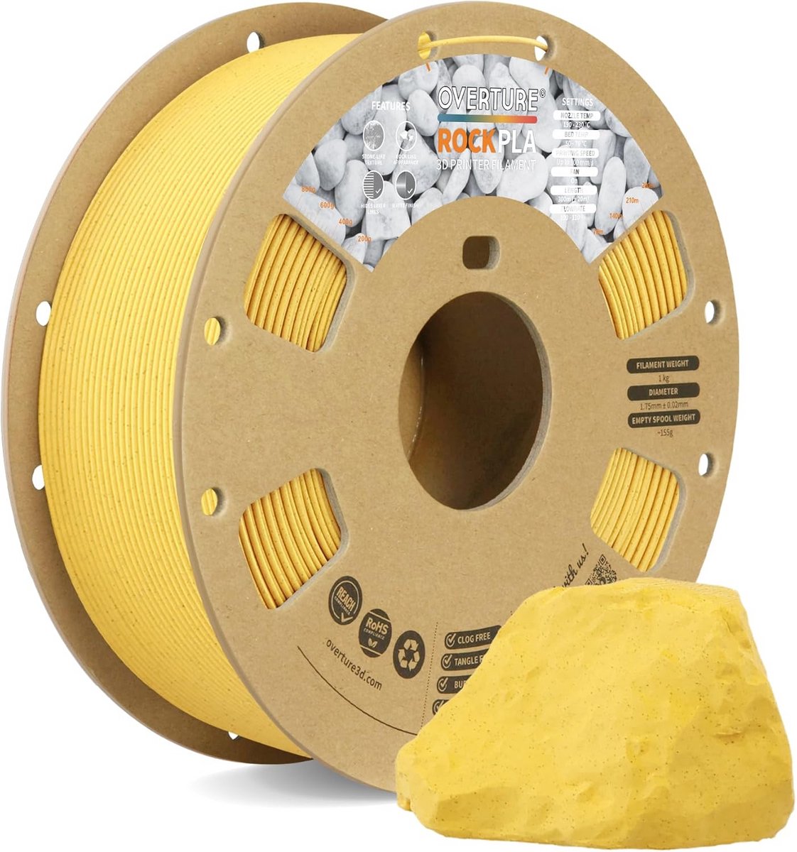 3D Printer Filament Rock PLA 1.75mm Marigold Geel 1kg - Sterk en Milieuvriendelijk