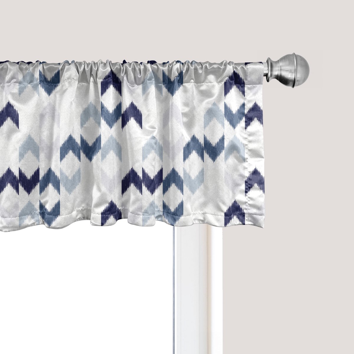ABAKUHAUS Marine raamvalletje, gordijnvalletje voor keuken en slaapkamer met tunnelzoom, 137 cm x 30 cm, paars leisteenblauw wit