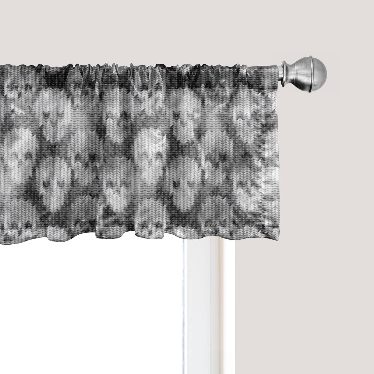 ABAKUHAUS Skull Raamvalletje, Gordijnvalletje voor Keuken en Slaapkamer Decoratie met Tunnelzoom, 137 cm x 30 cm, Grijs Zwart Wit