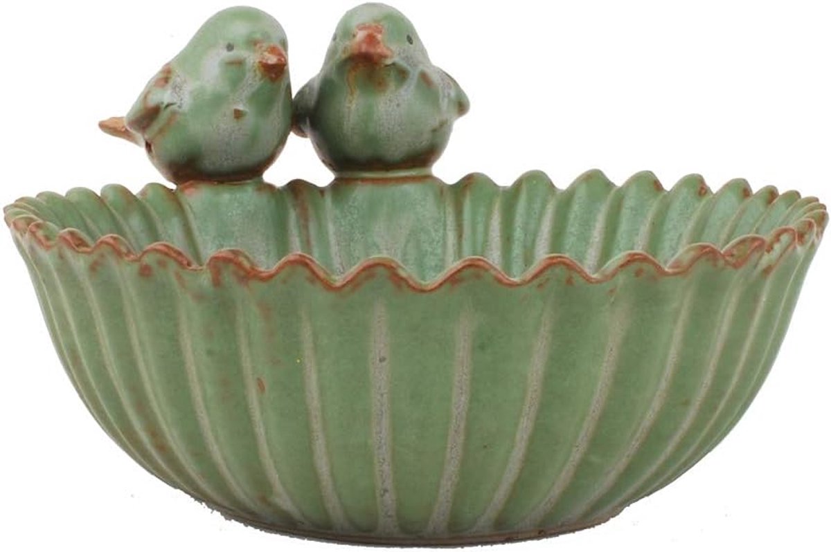 Bloempot Vogel - Decoratieve Pot - Planten Buiten - Keramiek Design - 18.5 x 15.8 cm - Groen