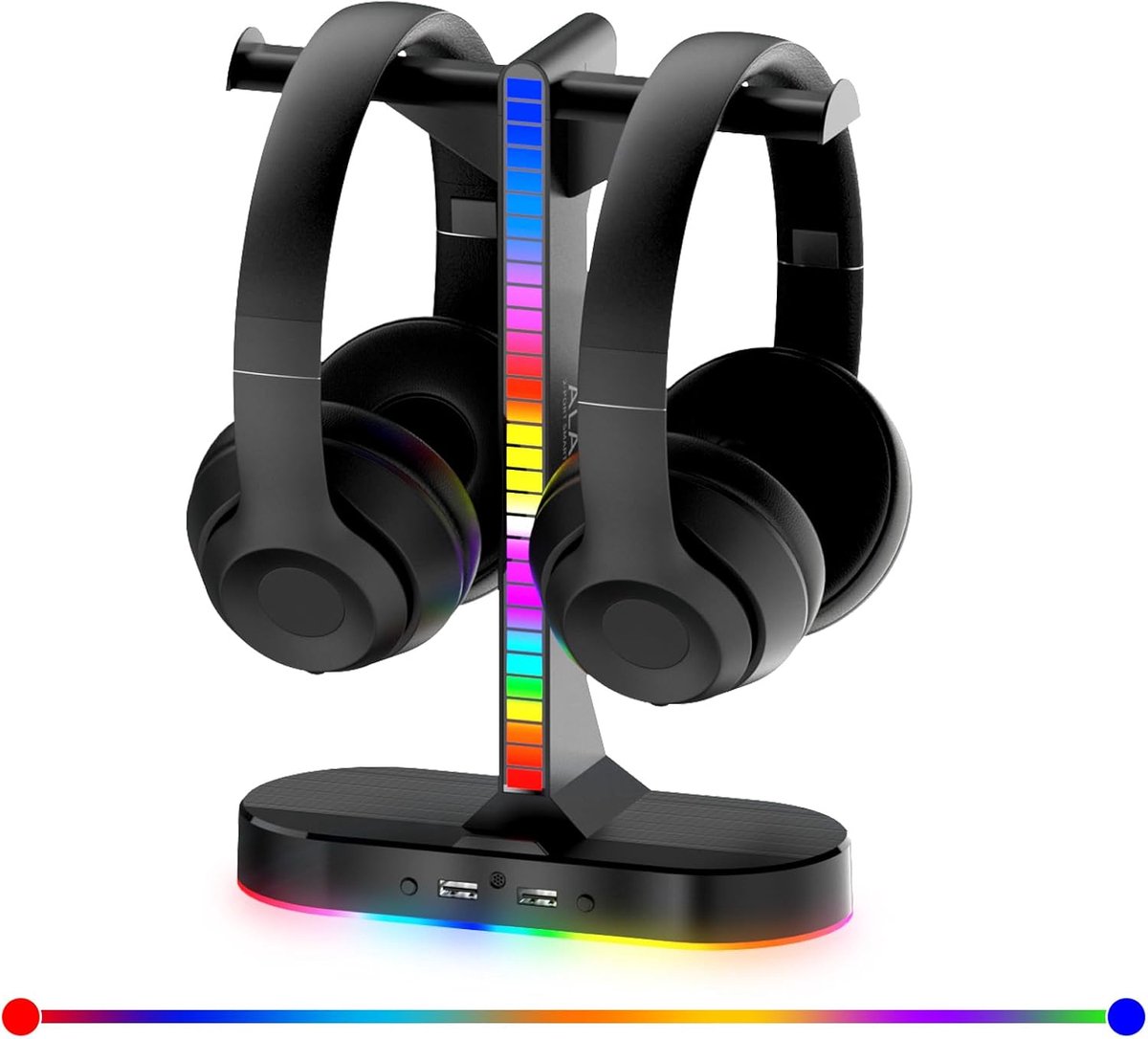 Hoofdtelefoon Stand - Headset Houder - Gaming Bureau - Dubbele Poorten - 19.5 x 8.5 cm - Zwart