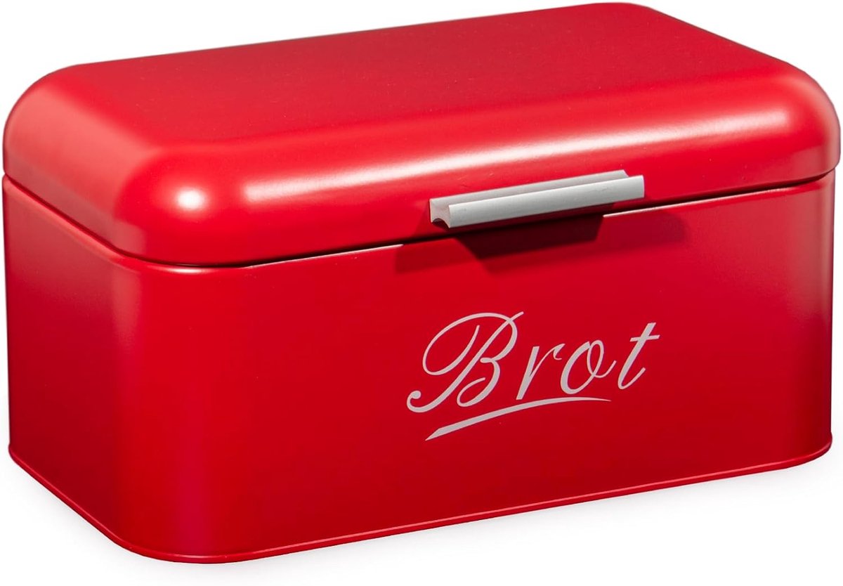 Broodtrommel - Broodbewaardoos Knäckebrotdoos - Brood Lang Bewaren - Luchtdicht Retro Design - 31x19x16 cm - Rood