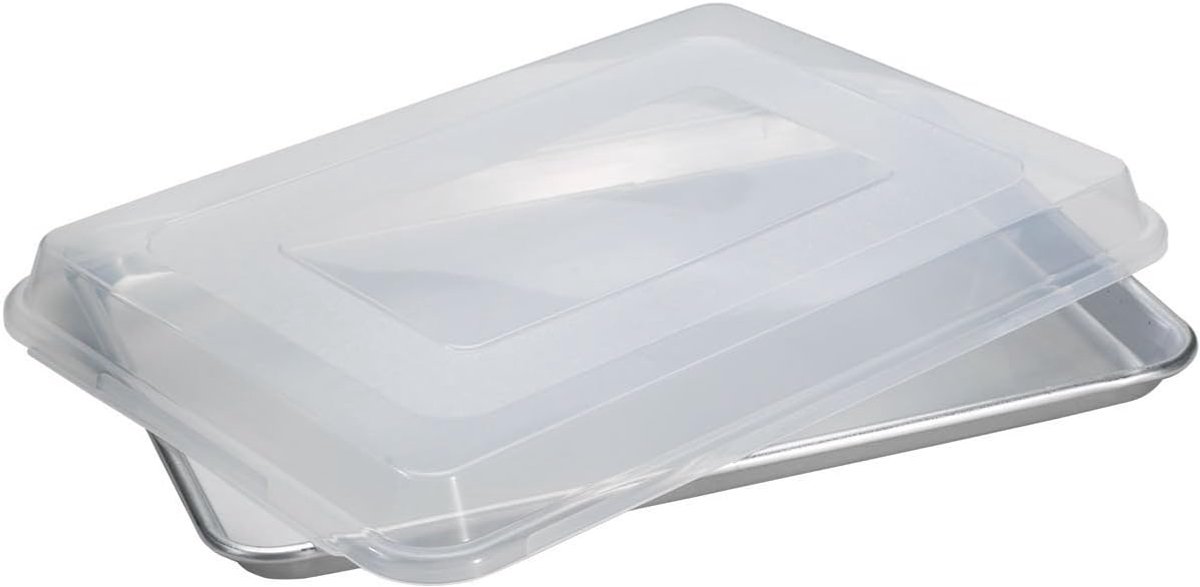 Bakplaat met deksel - Ovenplaat bakvorm - Kleine maaltijden bakken - Gemaakt in VS - L 34.5cm B 24.9cm - Zilver
