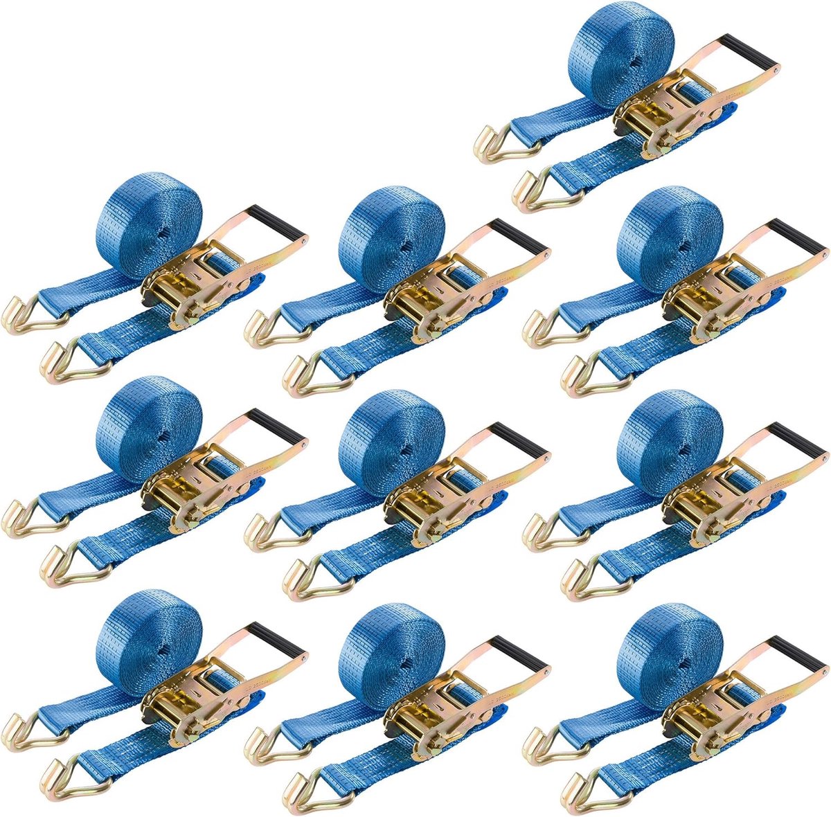 Spanbanden met Ratel - Sjorbanden - Lading Vastzetten - Lange Hefboomratel - 6m 50mm 5000kg - Blauw
