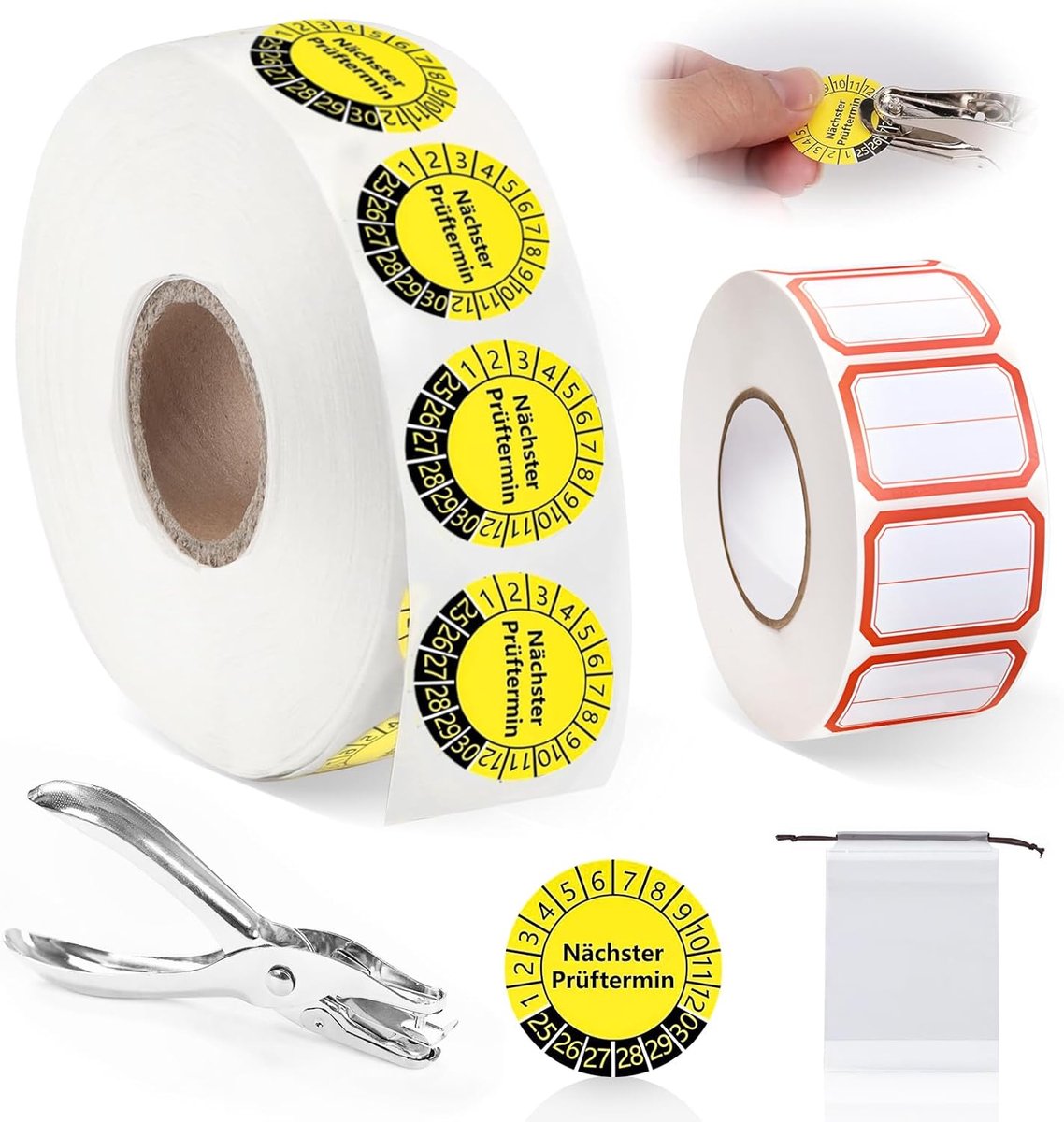 Test Stickers - Controle Labels - Inspectie Markering - Meerjarig Gebruik - Ø 30 mm - Geel
