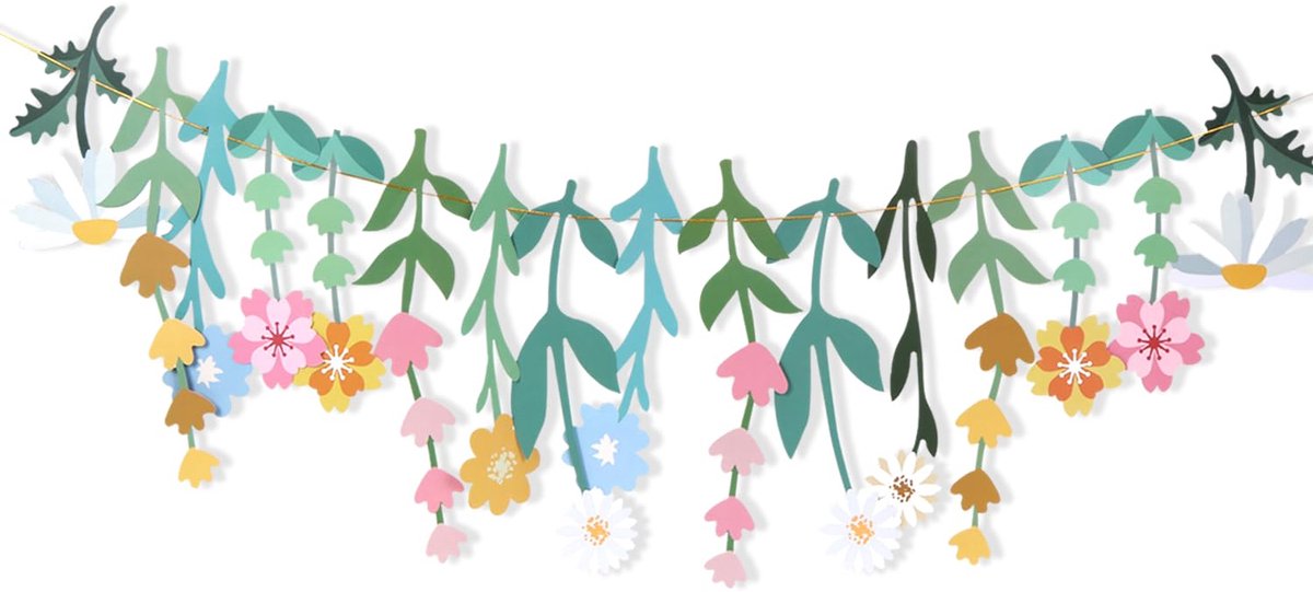 Bloemen Slinger - Veldbloemen Banner - Feestelijke Decoratie - Levendige Kleuren - 32 x 18 cm - Veelkleurig