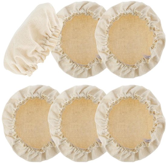 Grof geweven baklaken, stofhoes, stoffenzak, herbruikbaar, glazen potten stoffen deksel, 6 stoffen deksels, brood rijshoes, deeg rijspot set vervangingen, niet-vergrendeld model