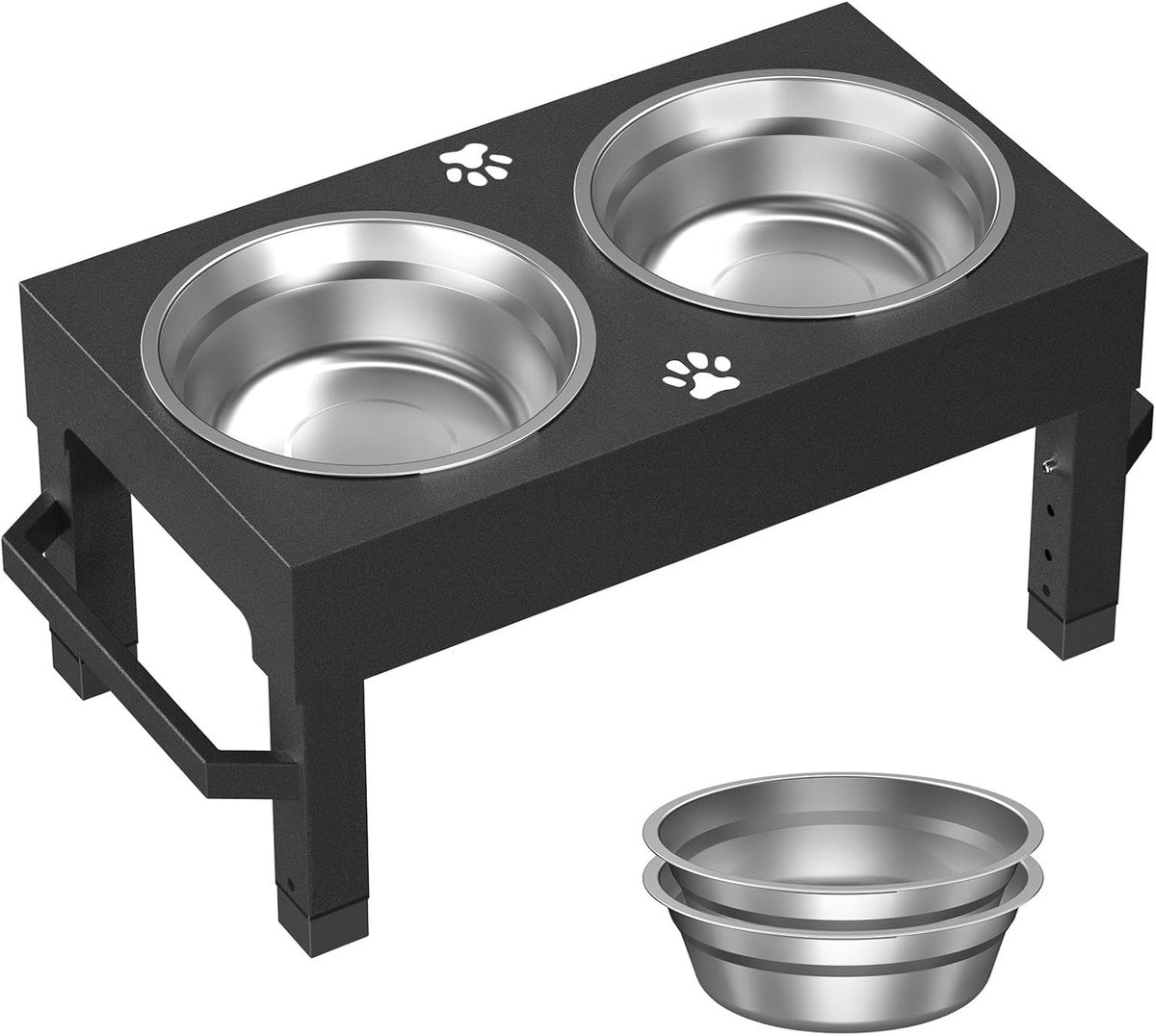 Verhoogde Hondenbakken - Hondenvoer Station - Comfortabel Eten - In Hoogte Verstelbaar - 42.8 x 22.4 x 26 cm - Zwart