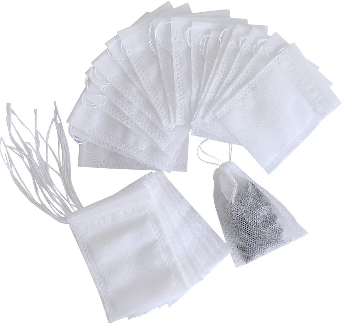 200x theezakje - Theefliter - Theezeef - Losse thee - Tea infuser - Thee zetten - Wegwerpzakjes - 9x7 cm - Keukenaccessoire - Jonyx