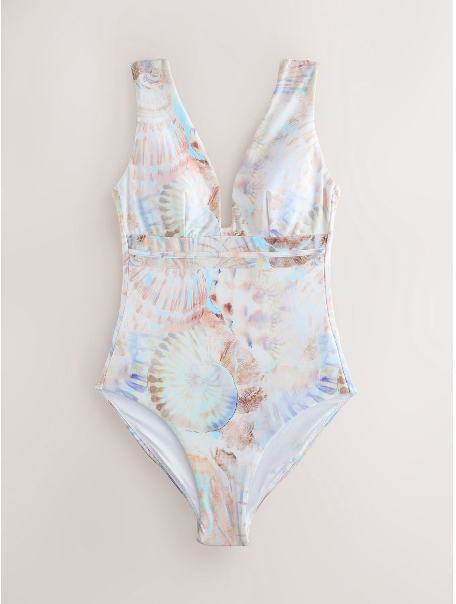 Next - Dames - Buikcorrigerend badpak met lage hals - Blauw