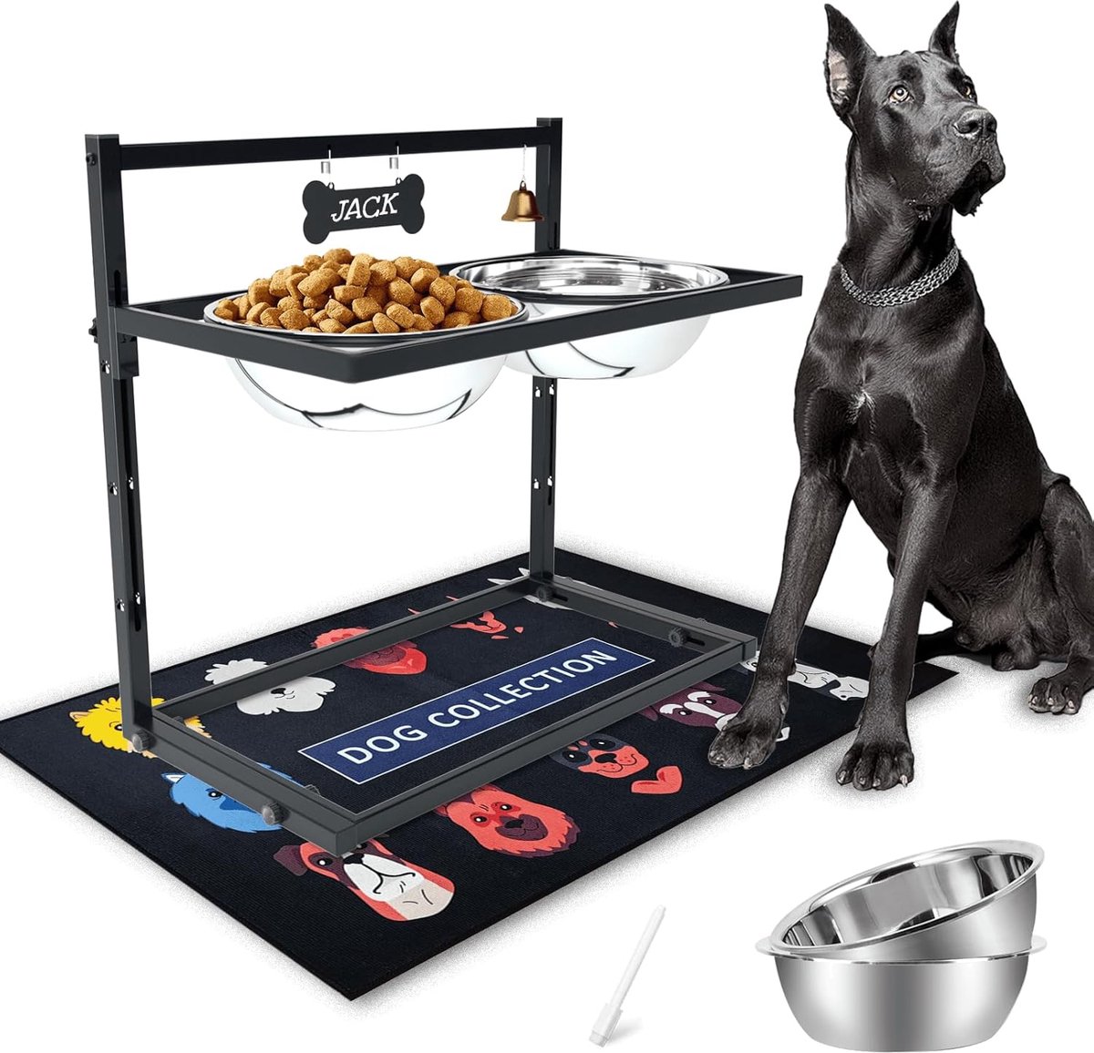 Verhoogde Hondenbakken - Dubbele Voerbakken - Comfortabel Eten - Extra Grote Capaciteit - 50x29x50 cm - Zwart