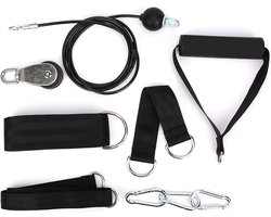 Katrol Fitness Set - Kracht Training Apparatuur - Thuis Workout - 360 Graden Rotatie - Verstelbaar 2 Meter - Zwart
