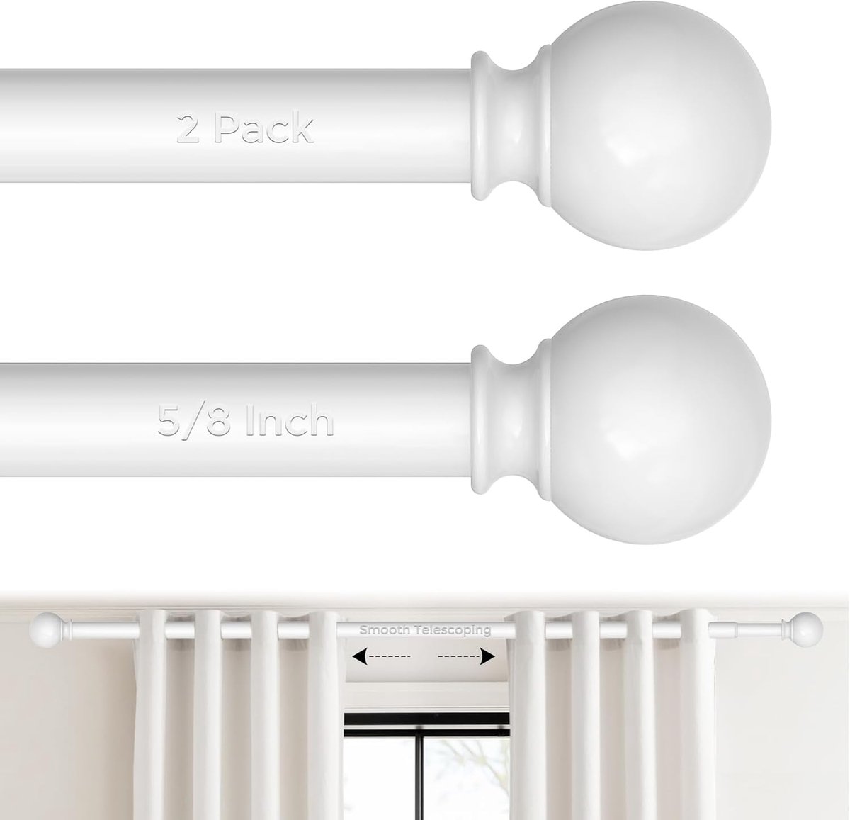 Gordijnroedes Set - Vensterstangen - Raambekleding Ophangen - Verstelbare Lengte - 91-200 