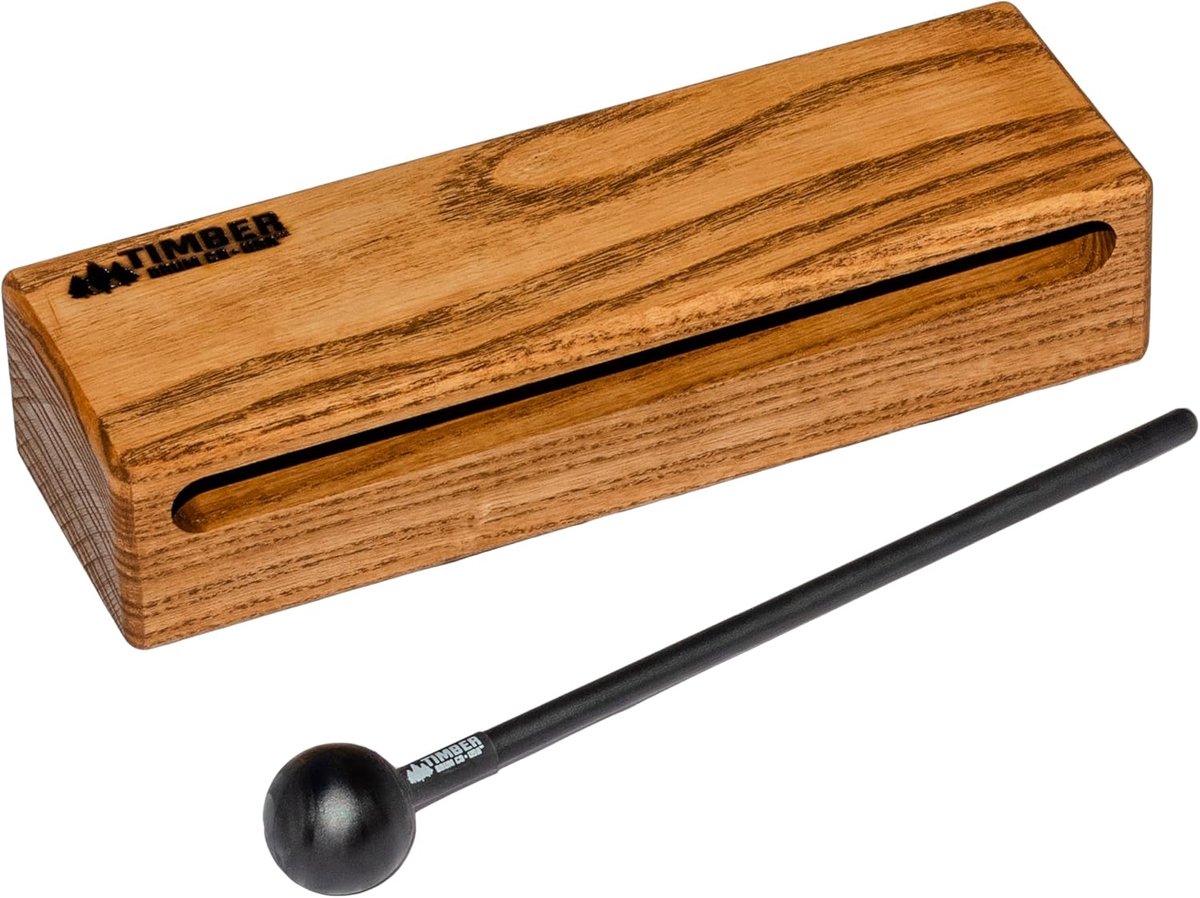 Houten Blok - Percussie Instrument - Muziek Maken - Massief Amerikaans Hardhout - Large 20cm