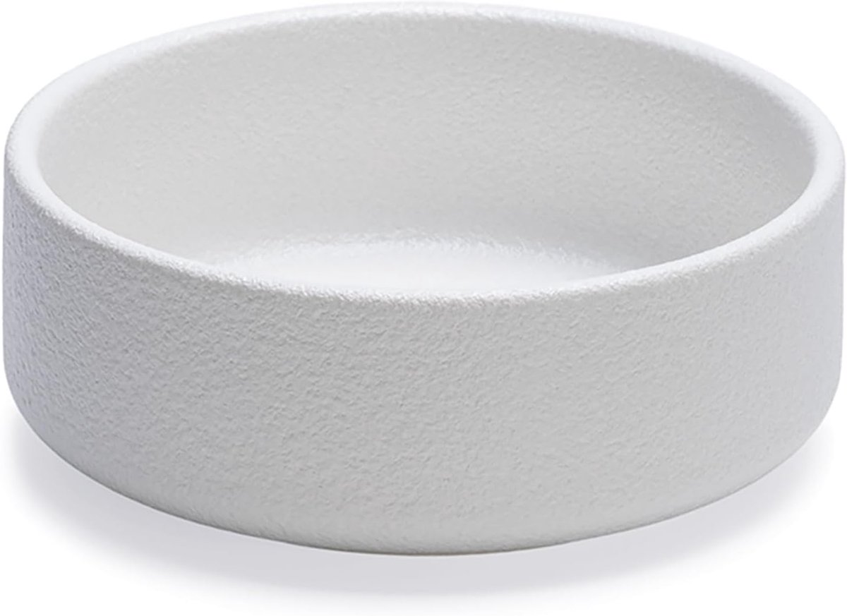 Hondenbak Keramiek - Voerbak Hond - Eten en Drinken - Antislip Bodem - 13.5 x 13.5 x 5 cm - Wit