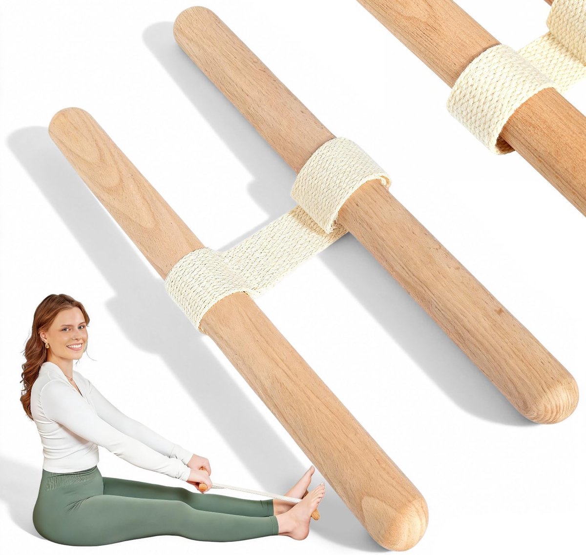 Rugtrainer Hout - Yoga Hulpmiddel - Spierontspanning - Variabele Lengte - 27.9 x 22.4 x 4 cm - Natuurlijk