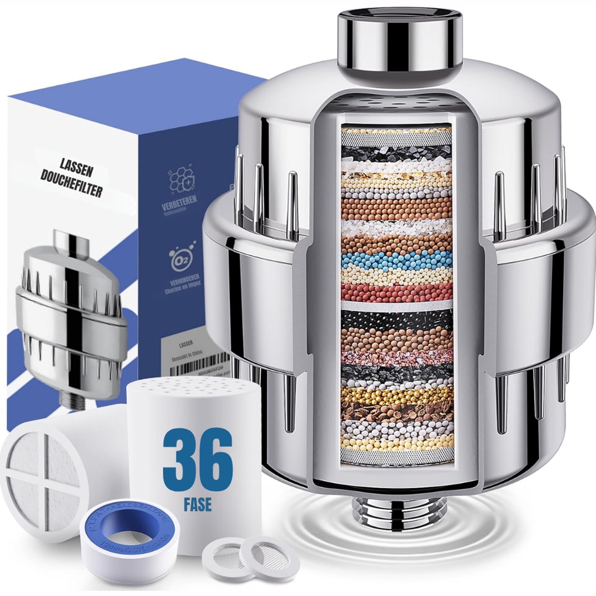 SAVI® Douche Filter - Waterfilter - Douchekop Filter - Zilver - 13cm x 9cm x 9cm; 680g