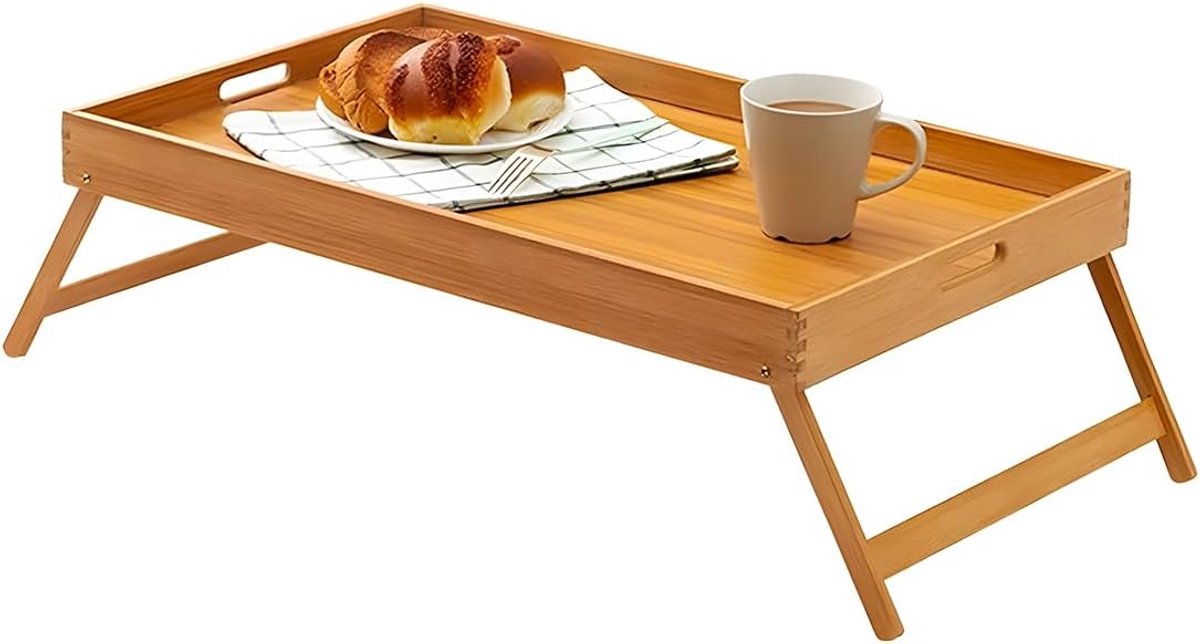 Ontbijtdienblad Bamboe - Bedtafel Dienblad - Eten in Bed - Inklapbare Poten - 65 x 30 cm