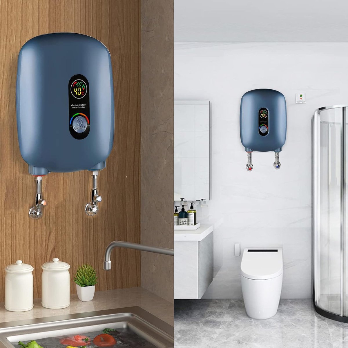 Doorstroomboiler - Directe Verwarming - Badkamer Douche - LED Display - 6500 Watt - Blauw