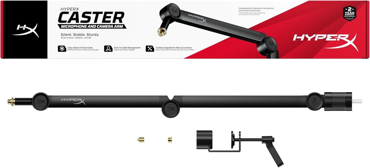 Microfoon webcam houder - Verstelbare arm - Streaming opnemen - Geïntegreerd kabelbeheer - 36 inch hoogte - Zwart