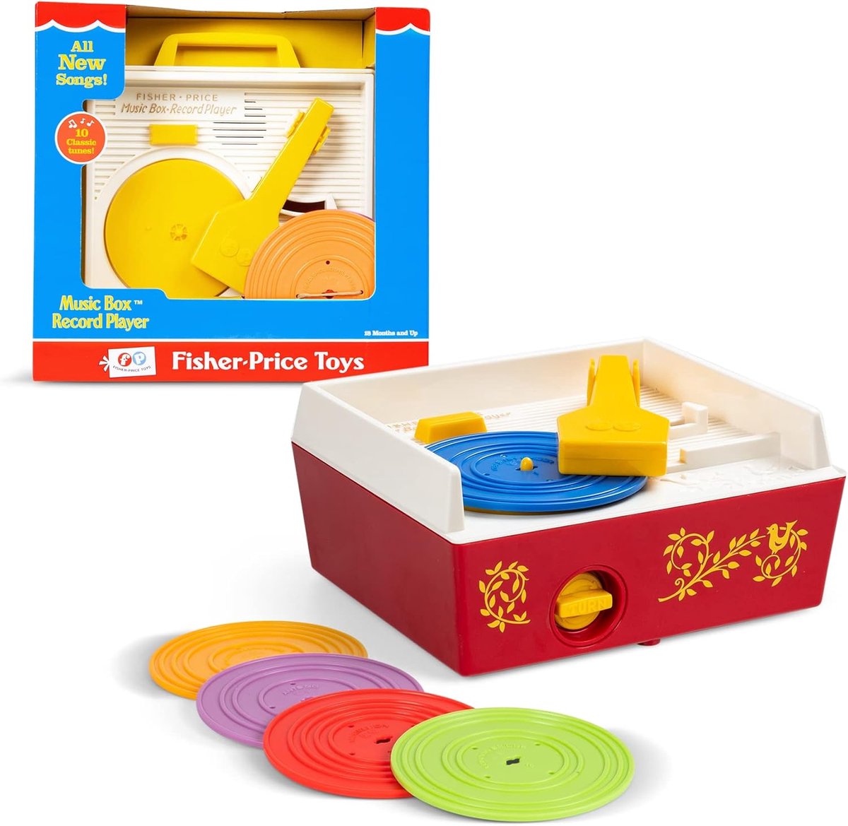 Muziekdoos Platenspeler - Educatief Speelgoed - Baby's Vermaken - 10 Liedjes - 27x14x25 cm - Meerkleurig