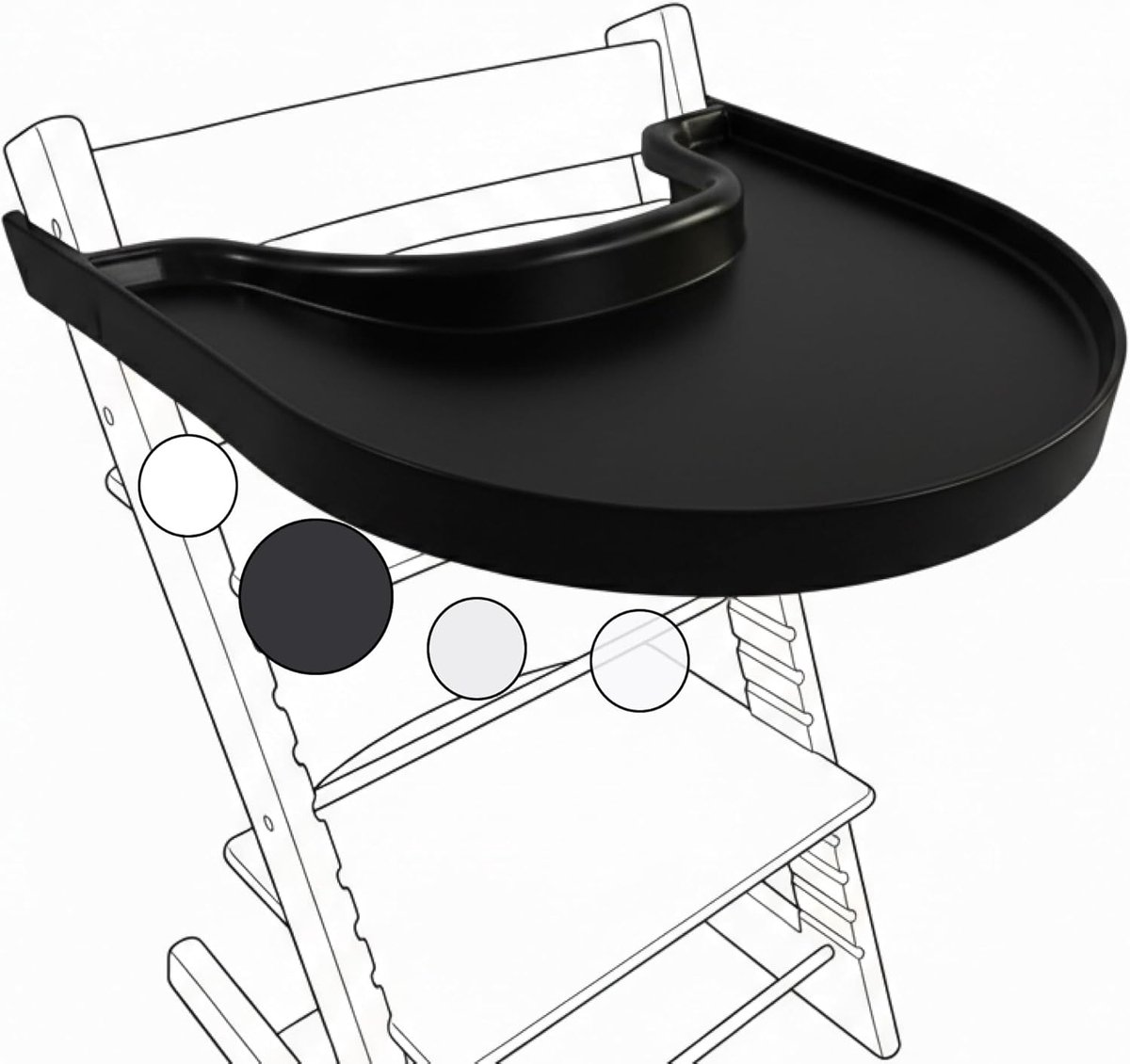 Eetblad Kinderstoel - Maaltijd Tafel - Veilig Eten - Antislip Oppervlak - 48x43x2.5 cm - Zwart