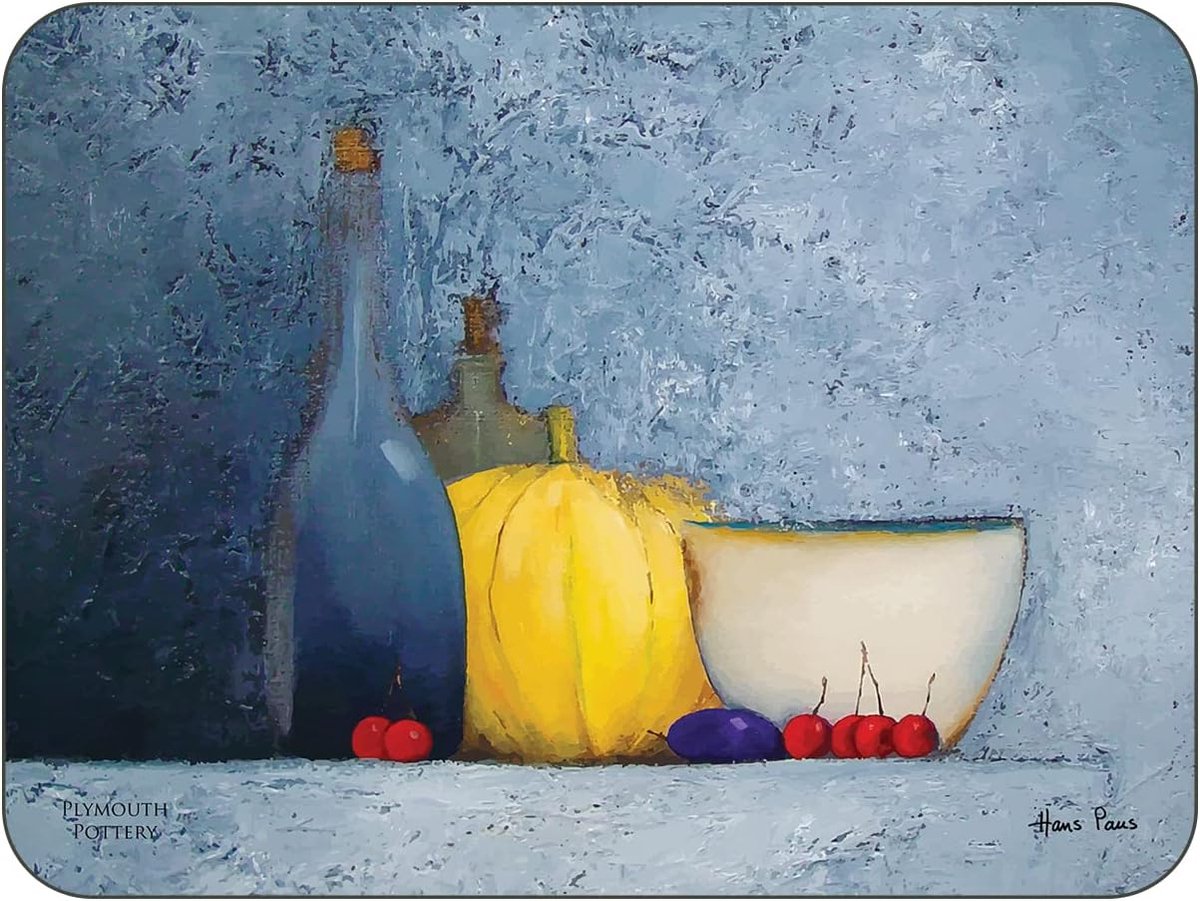 Placemats Set - Tafelmatten - Keuken Gebruik - Kurk Achterkant - 29x21 cm - Blauw