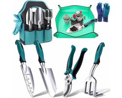 Tuingereedschap Set - Handgereedschap Tuin - Tuinonderhoud Gemak - Lichtgewicht Aluminium - 31.5 x 15 x 8 cm - Blauw Groen