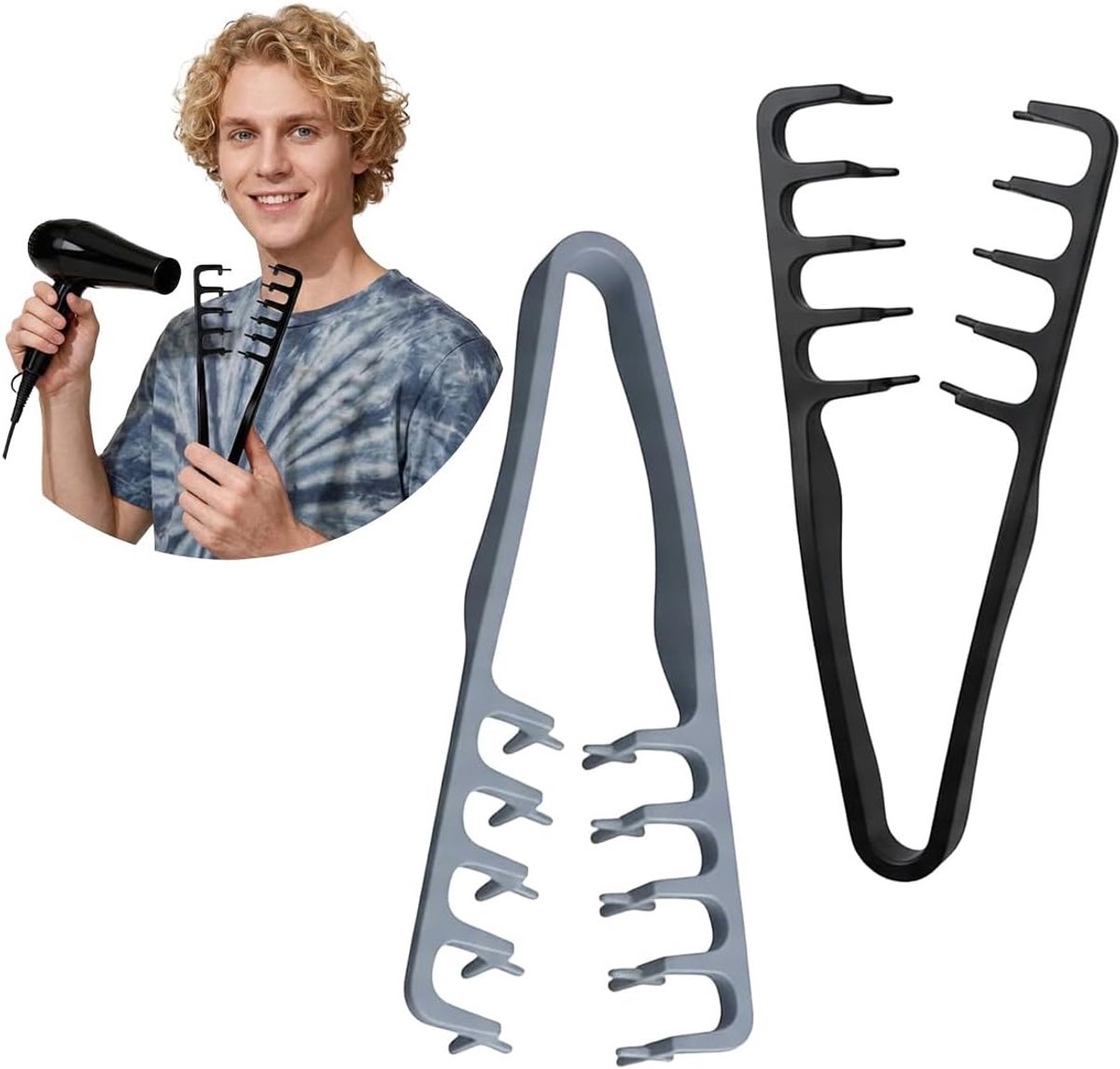 Kam met grote tanden - Styling kam - Haarwortel volume - Set van 2 stuks - 18 x 14 cm