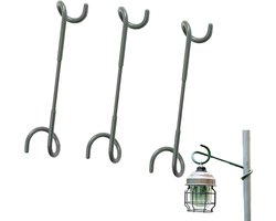 Kampeer Lantaarn Haak - Dubbel Hoofd Haak - Buiten Ophangen - Roestvrij Staal - 3 Stuks - Groen