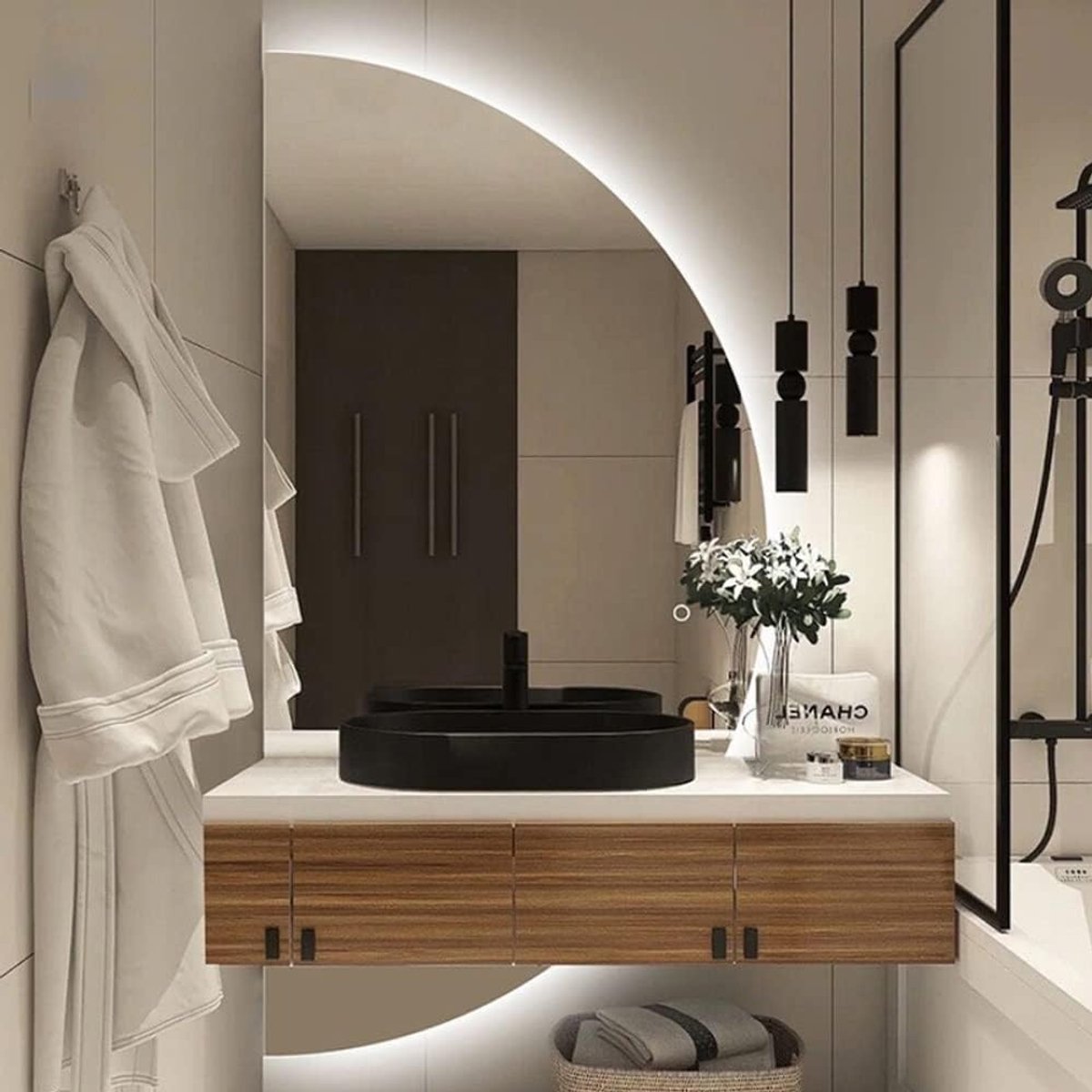 Badkamerspiegel LED - Wandspiegel Decoratief - Badkamer Verlichting - Drie Kleuren Instelbaar - 80 cm