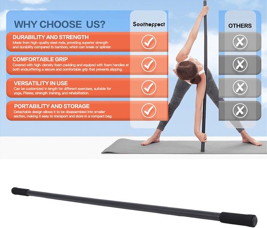 Yoga Stretchbalk - Flexibiliteit Trainer - Thuis Yoga - Verstelbaar Ontwerp - 60 Inch Lengte — afbeelding 4