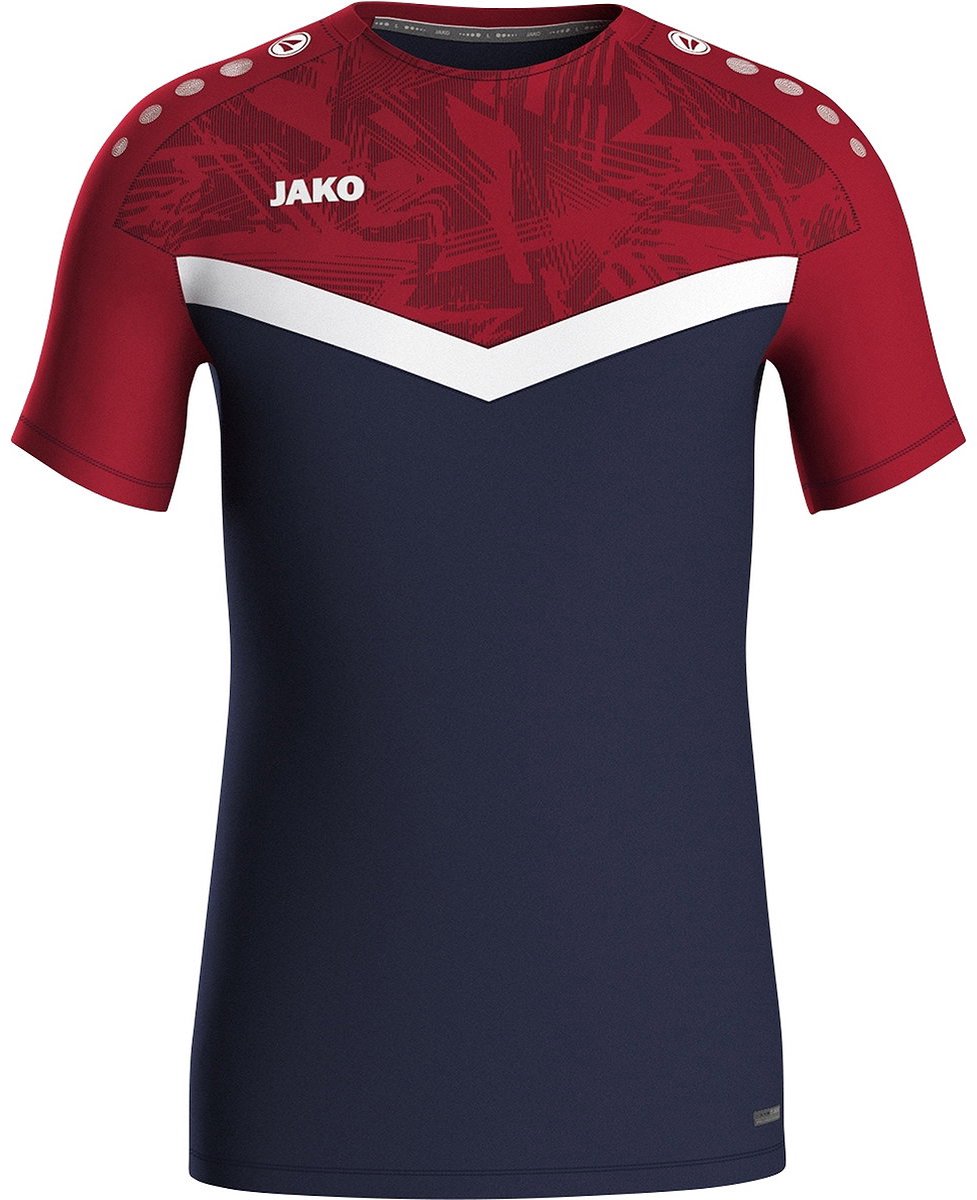 Jako Iconic T-Shirt Heren - Marine / Chilirood | Maat: 3XL