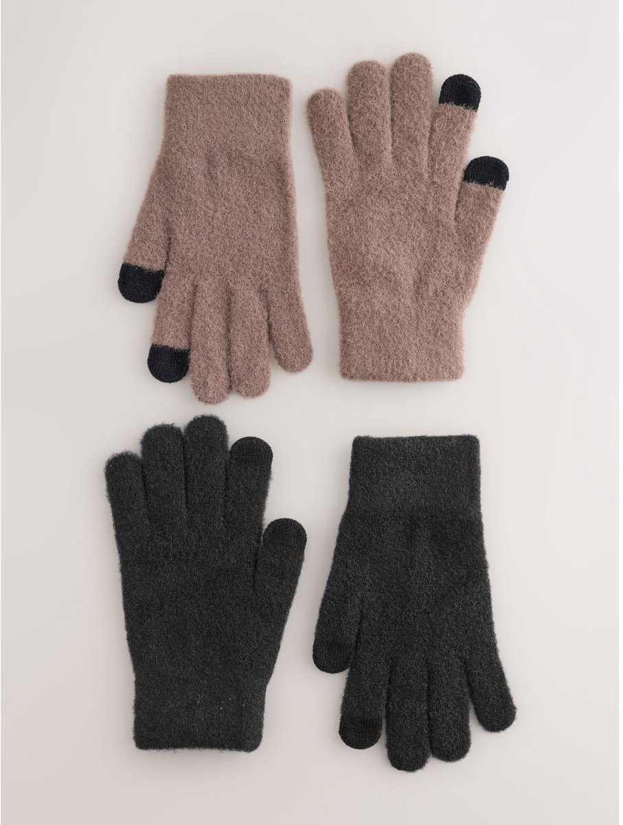Next - Dames - 2 paar magic handschoenen - Bruin