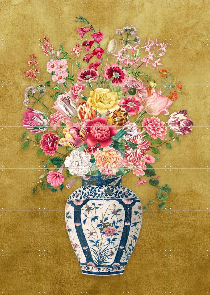IXXI Vintage Spring Flower Vase, Bloomery Decor - 100 x 140 cm - Gratis ophangtool - Grote wanddecoratie en posters - Decoratieve kunsten, Woonkamer