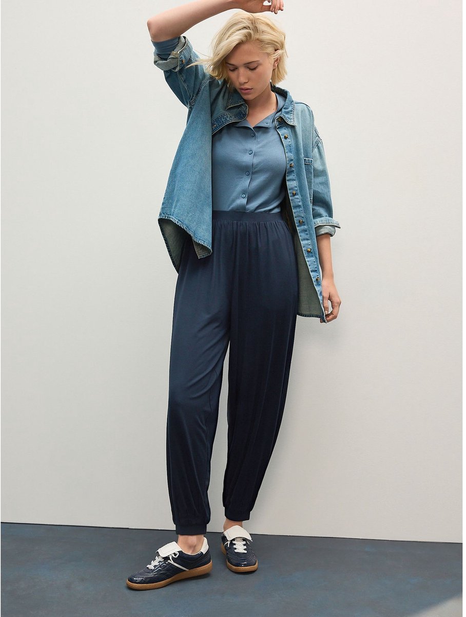 Next - Dames - Jersey Harem Joggers - Petite - Blauw