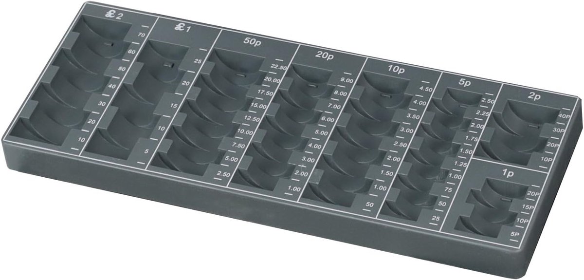 Muntenteller Bord - Munten Sorteerder - Geld Tellen - 8 Rijen Tellen - 275x11x2 cm - Grijs
