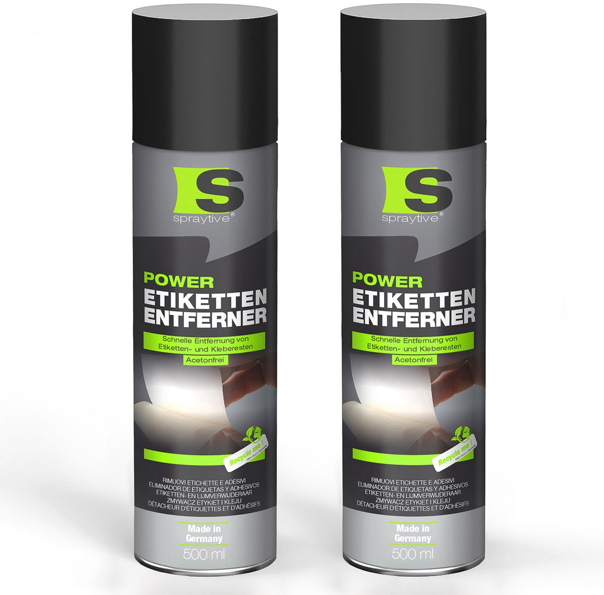 Spraytive 2x 500ml etikettenverwijderaar acetonvrij lijmresten verwijderaar sticker reiniger markeringsverf residuvrij made in germany