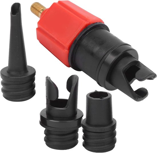Ventieladapter Luchtpomp - Opblaasbare Klep Adapter - Watersport Accessoires - Universele Compatibiliteit - 3 Mondstukken - Zwart Rood van Merkloos — afbeelding 5