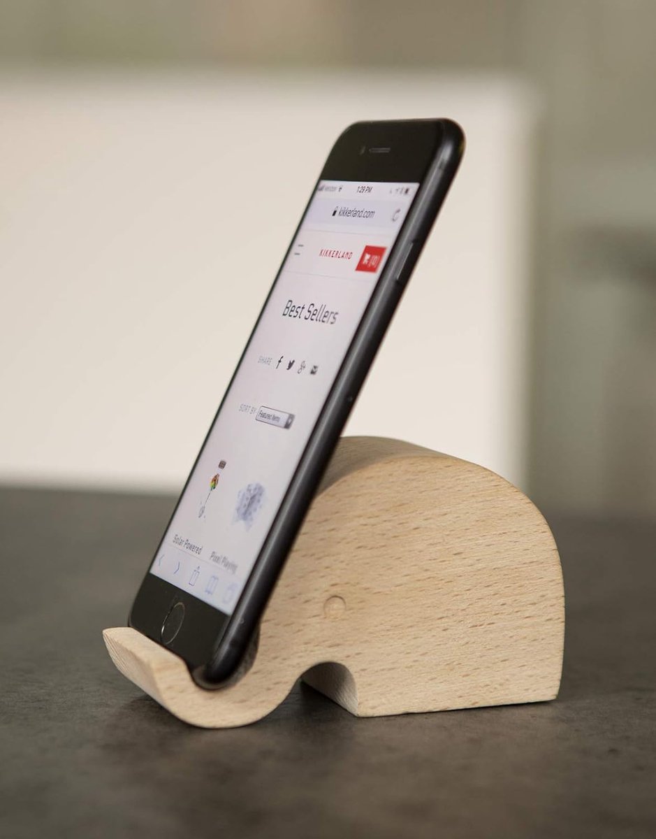 Houten Olifant - Telefoonhouder - Bureau Accessoire - Draagbaar Ontwerp - 7x7 cm - Bruin