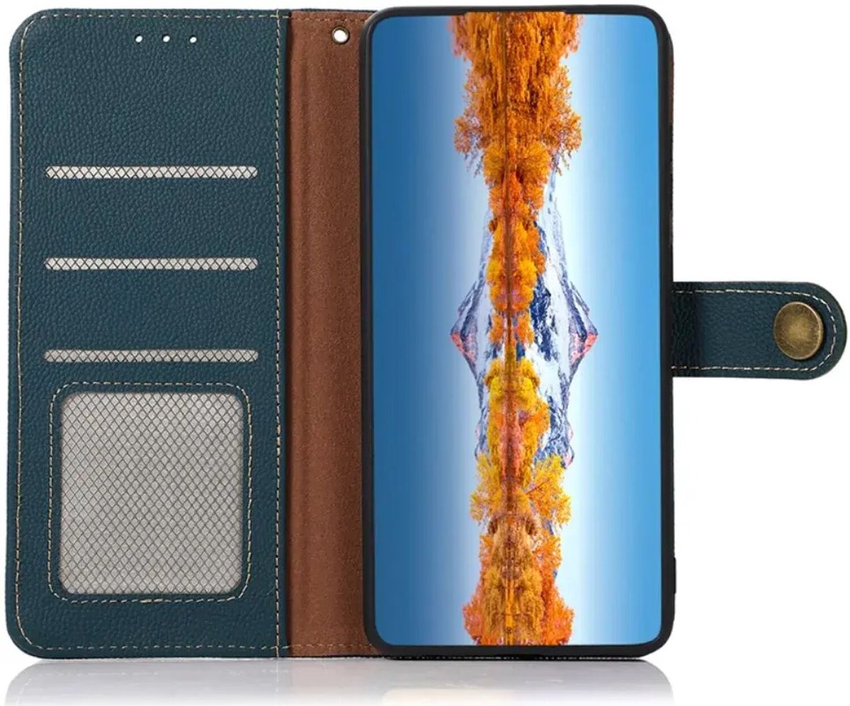 KHAZNEH OnePlus 12 Hoesje RFID Book Case Leer Groen