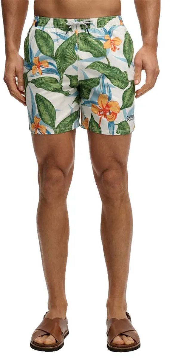 Superdry Print 16-inch Zwemshorts Heren Zwembroeken Evergreen Hawaiian Optic
