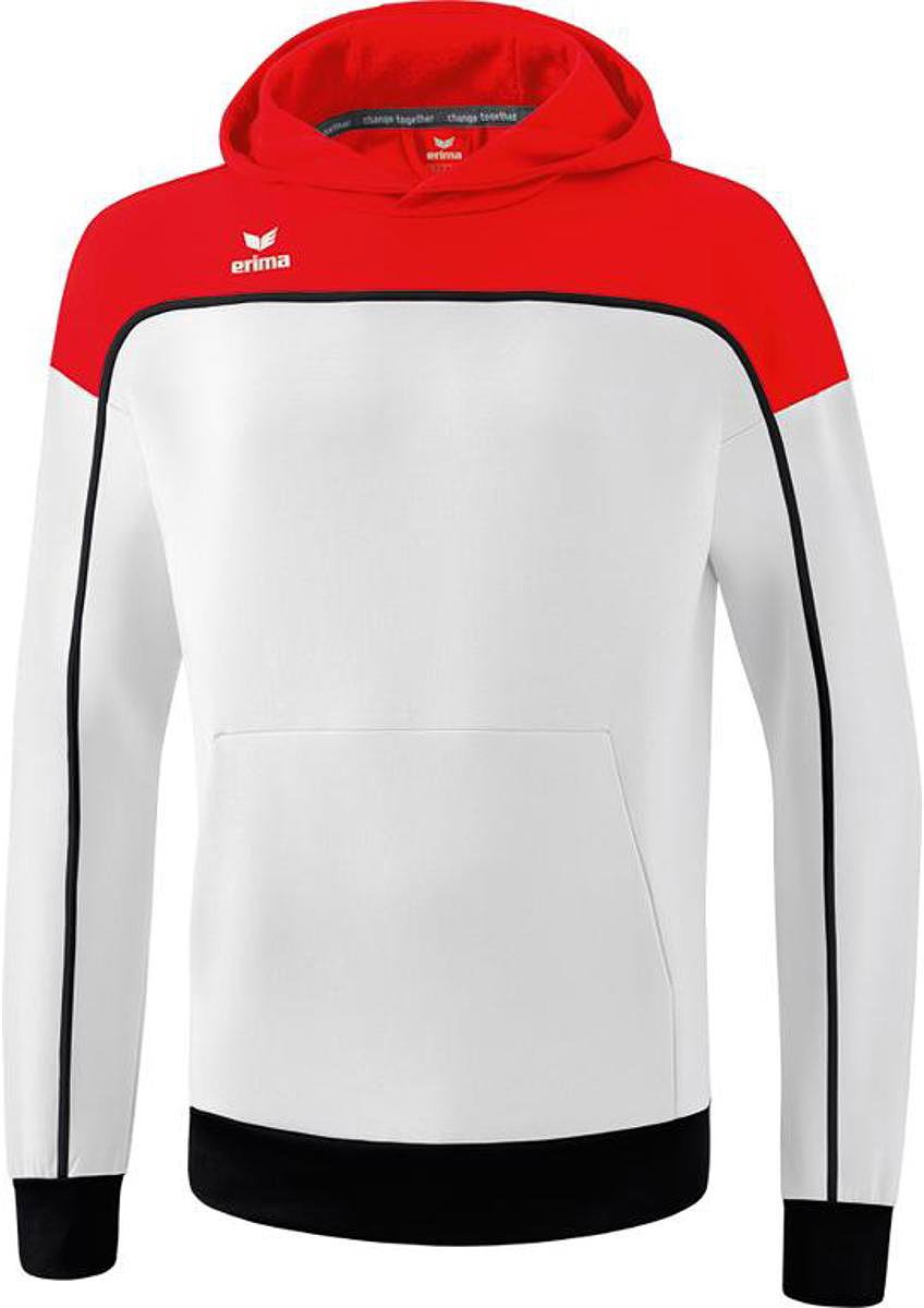 Erima Change Sweatshirt Met Capuchon Heren - Wit / Rood / Zwart | Maat: M