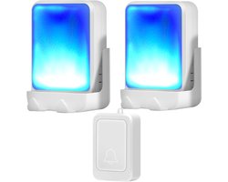 Deurbel met luide flits met 7 heldere lichtkleuren en 4 volumes, draadloze deurbel met een bereik van 180 meter voor thuis/kantoor, geschikt voor ouderen en slechthorenden, 1
