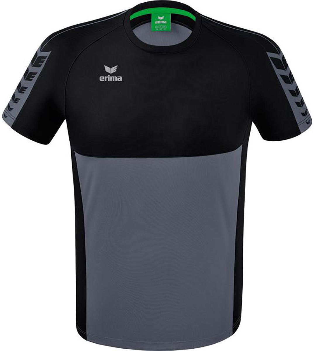 Erima Six Wings T-Shirt Kinderen - Slate Grey / Zwart | Maat: 116