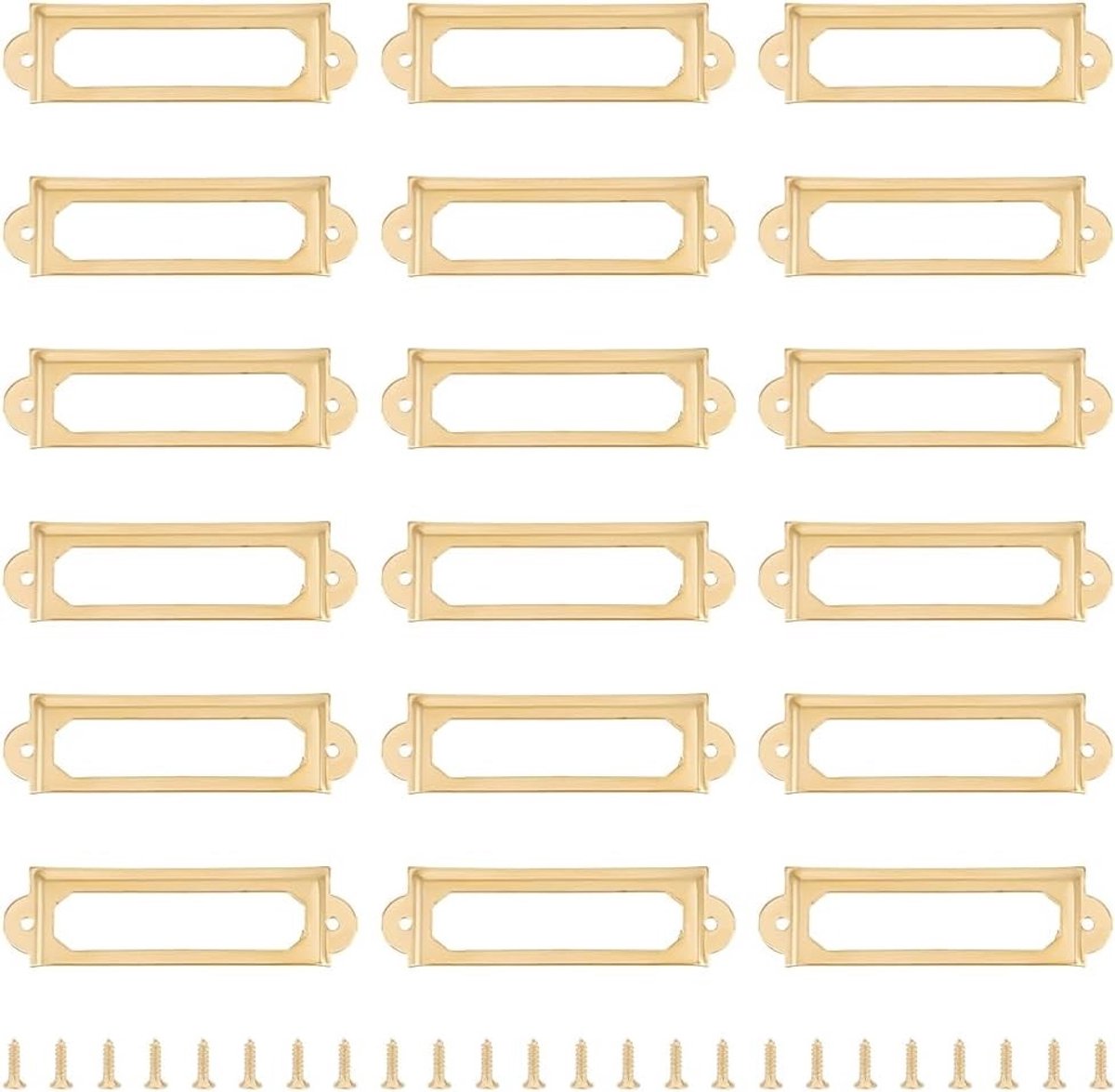 Allecto - Labelhouders - 30 Set - Stevige metalen frame - Goudkleurig - Voor kantoor en bibliotheek - Labelhouder met schroeven - Geschikt voor lad...