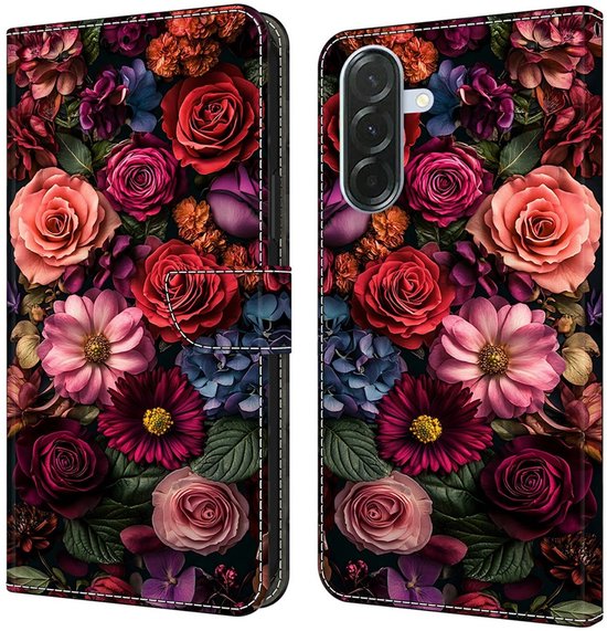 roze rood bloemen rozen - agenda book case hoesje - Telefoonhoesje geschikt voor Samsung Galaxy A57 5G