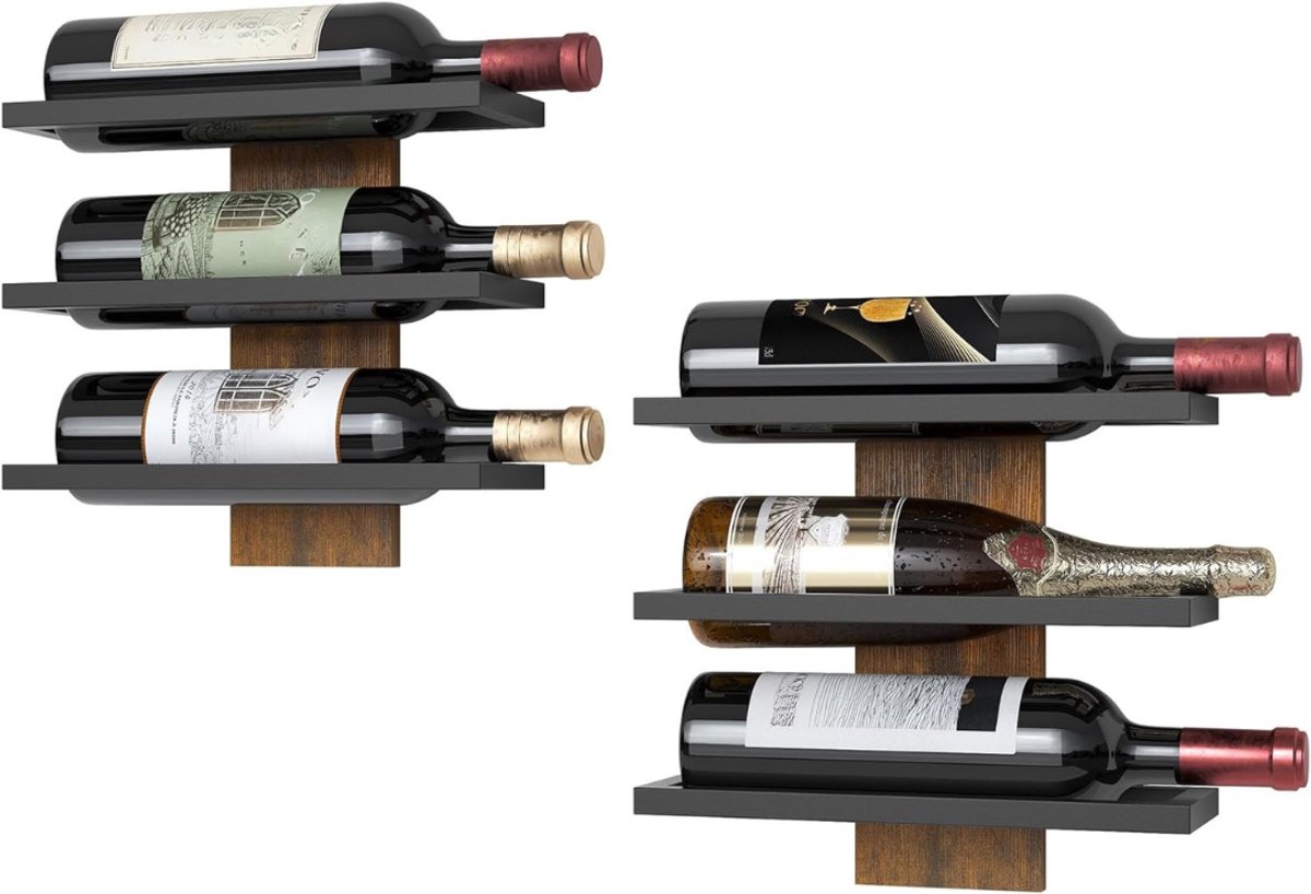RONN® Wijnrek Muur - Wijnrek - Wijnrekken - Zwart - 28cm x 11cm x 30cm