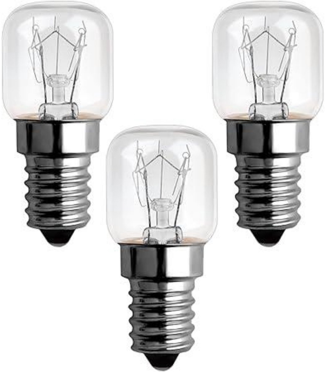 GELLDG 3 Stuks - Lampen voor afzuigkappen - Ovenlamp E14 - 25W 2300K Warmwit Hittebestendig tot 300°C - Geschikt voor Afzuigkap, Oven, Magnetron en Koelkast - Metalen Behuizing - E14 Fitting