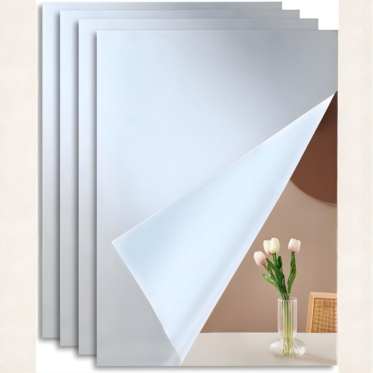 DnA® Spiegel - Wandspiegel - Passpiegel - Plakspiegel - Deurspiegel - Wit - 31cm x 21cm x 1cm